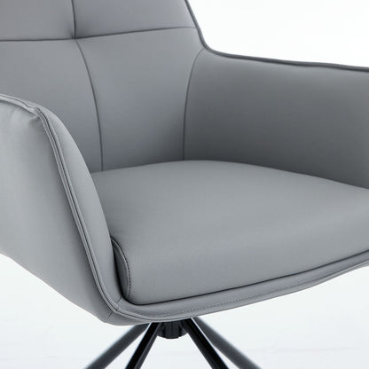 0.8m Grey Square Extending Ceramic Table &amp; 4 x Dark Grey Luxe Cross Stitch Swivel Chair Set - The Furniture Warehouse