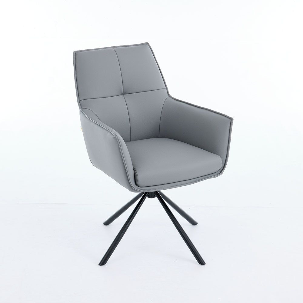 0.8m Grey Square Extending Ceramic Table &amp; 4 x Dark Grey Luxe Cross Stitch Swivel Chair Set - The Furniture Warehouse