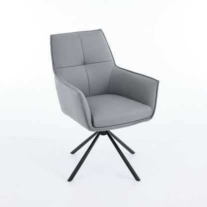 0.8m Grey Square Extending Ceramic Table &amp; 4 x Dark Grey Luxe Cross Stitch Swivel Chair Set - The Furniture Warehouse