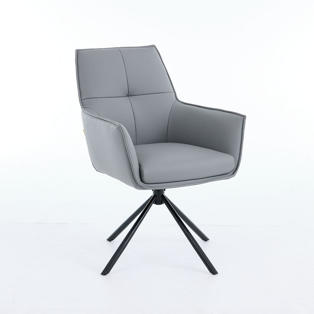 0.8m Grey Square Extending Ceramic Table &amp; 4 x Dark Grey Luxe Cross Stitch Swivel Chair Set - The Furniture Warehouse