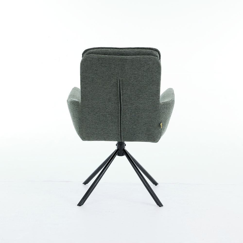 0.8m Grey Square Extending Ceramic Table &amp; 4 x Forest Green Luxe Panel Stitch Swivel Chair Set - The Furniture Warehouse