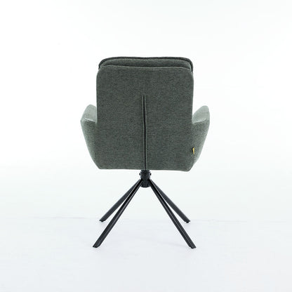 0.8m Grey Square Extending Ceramic Table &amp; 4 x Forest Green Luxe Panel Stitch Swivel Chair Set - The Furniture Warehouse