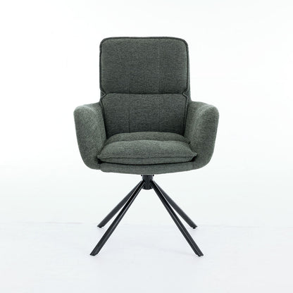 0.8m Grey Square Extending Ceramic Table &amp; 4 x Forest Green Luxe Panel Stitch Swivel Chair Set - The Furniture Warehouse