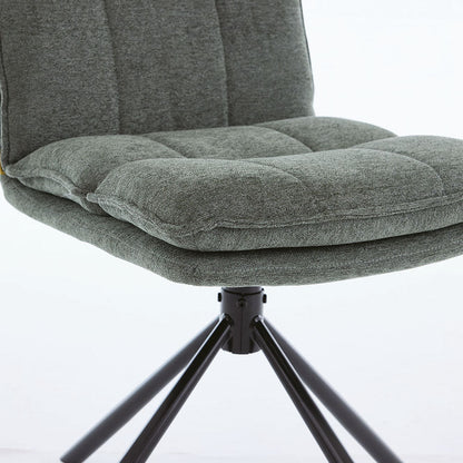 0.8m Grey Square Extending Ceramic Table &amp; 4 x Forest Green Luxe Panel Stitch Swivel Chair Set - The Furniture Warehouse