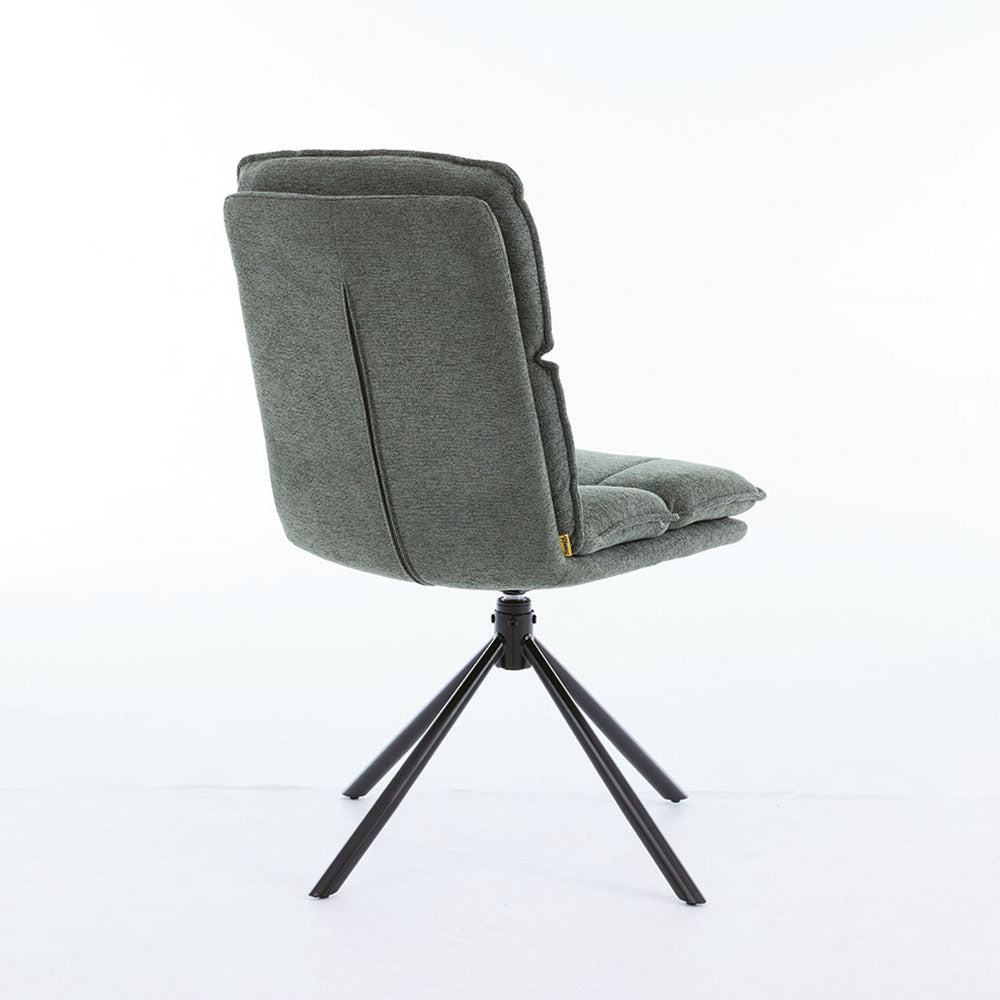 0.8m Grey Square Extending Ceramic Table &amp; 4 x Forest Green Luxe Panel Stitch Swivel Chair Set - The Furniture Warehouse