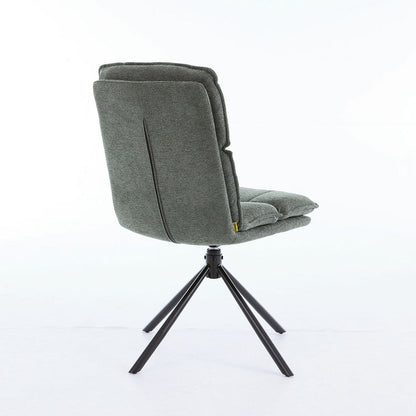 0.8m Grey Square Extending Ceramic Table &amp; 4 x Forest Green Luxe Panel Stitch Swivel Chair Set - The Furniture Warehouse