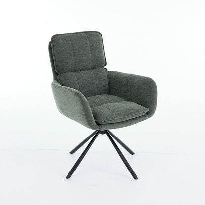 0.8m Grey Square Extending Ceramic Table &amp; 4 x Forest Green Luxe Panel Stitch Swivel Chair Set - The Furniture Warehouse