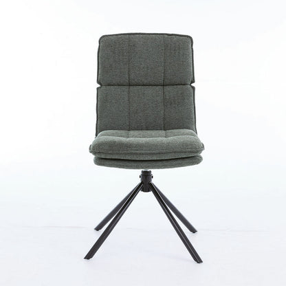 0.8m Grey Square Extending Ceramic Table &amp; 4 x Forest Green Luxe Panel Stitch Swivel Chair Set - The Furniture Warehouse