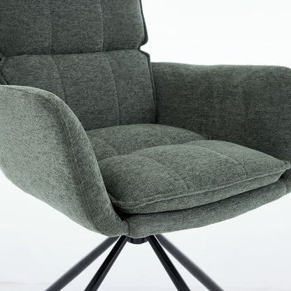 0.8m Grey Square Extending Ceramic Table &amp; 4 x Forest Green Luxe Panel Stitch Swivel Chair Set - The Furniture Warehouse