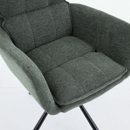 0.8m Grey Square Extending Ceramic Table &amp; 4 x Forest Green Luxe Panel Stitch Swivel Chair Set - The Furniture Warehouse