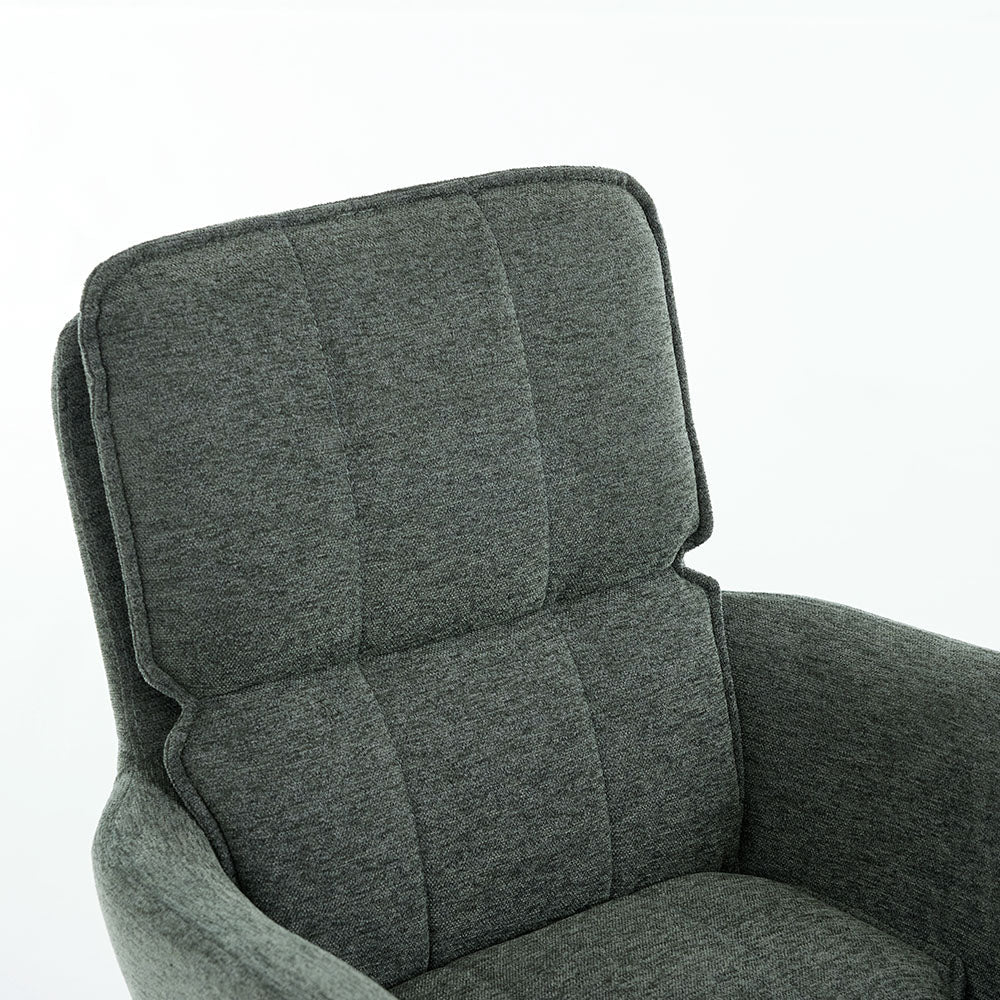 0.8m Grey Square Extending Ceramic Table &amp; 4 x Forest Green Luxe Panel Stitch Swivel Chair Set - The Furniture Warehouse