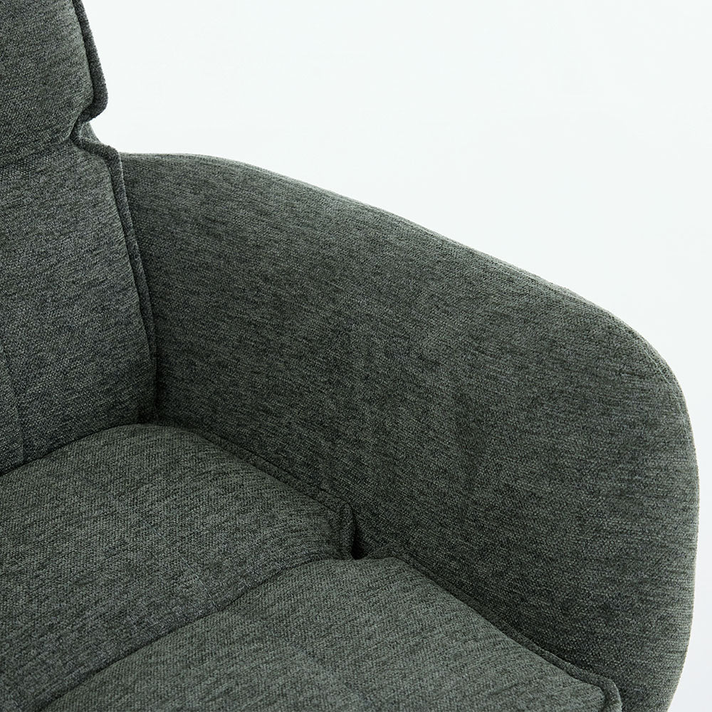 0.8m Grey Square Extending Ceramic Table &amp; 4 x Forest Green Luxe Panel Stitch Swivel Chair Set - The Furniture Warehouse