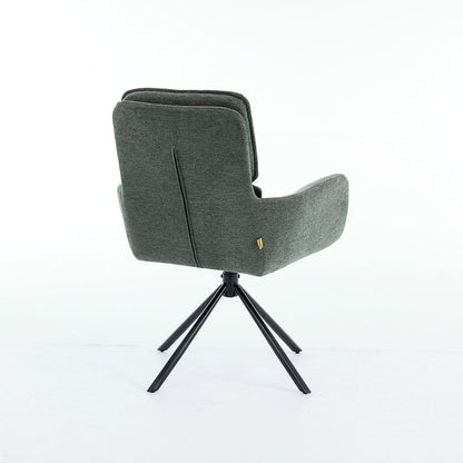 0.8m Grey Square Extending Ceramic Table &amp; 4 x Forest Green Luxe Panel Stitch Swivel Chair Set - The Furniture Warehouse