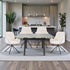 0.8m Grey Square Extending Ceramic Table & 4 x Grey Luxe T Stitch Swivel Chair Set - The Furniture Warehouse