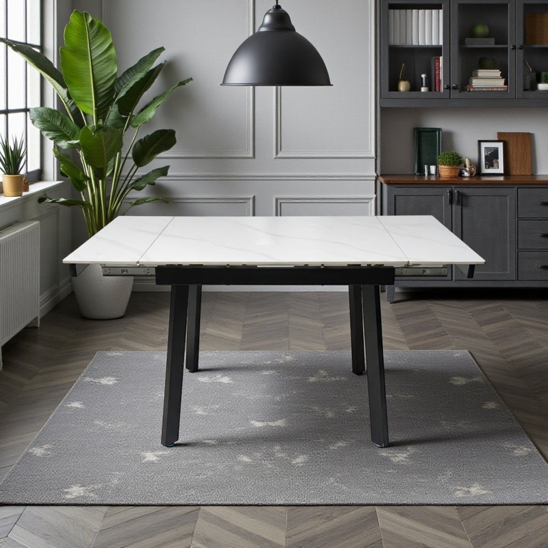 0.8m White Square Extending Ceramic Table - The Furniture Warehouse