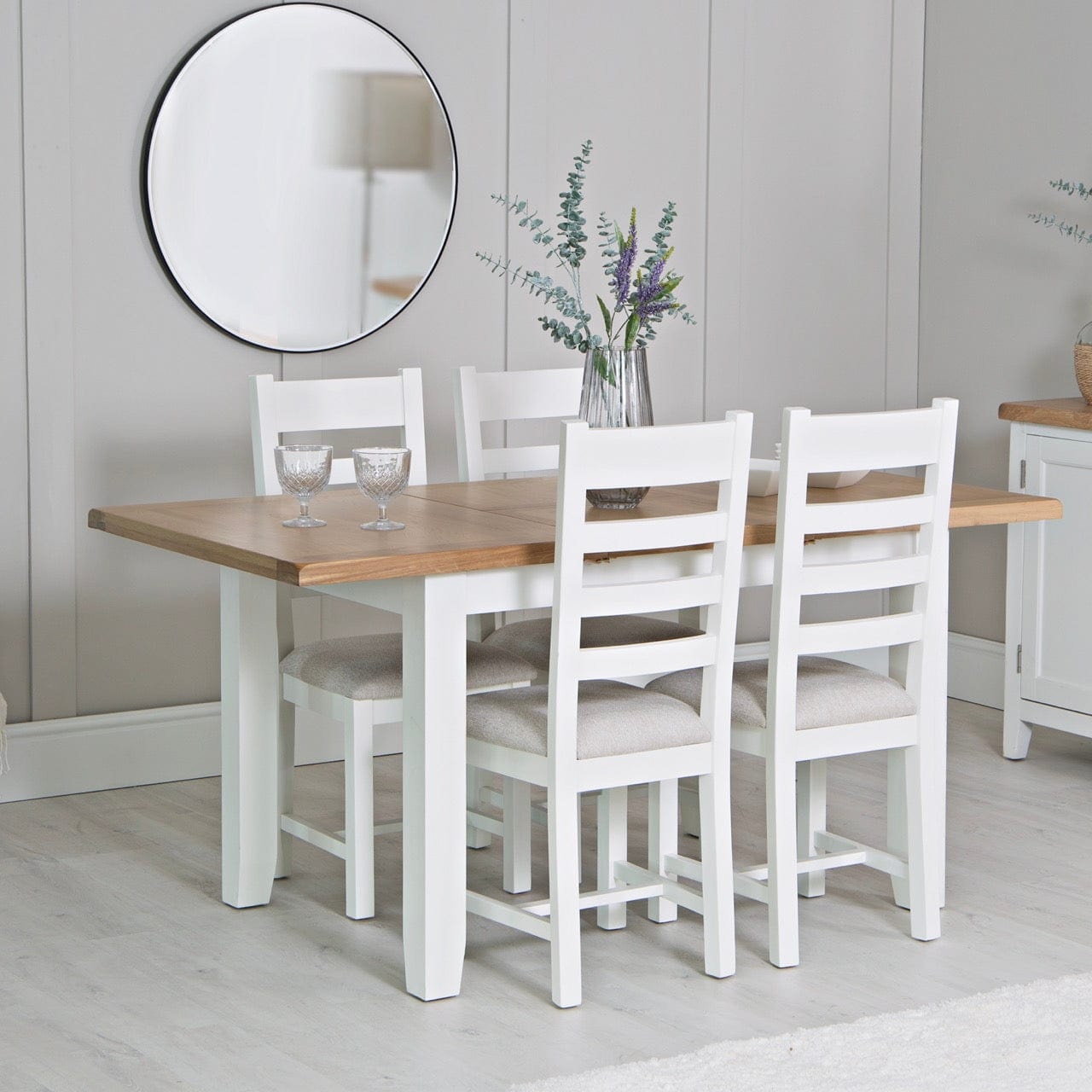 Eaton White Painted Oak 1.2m Butterfly Extending Dining Table