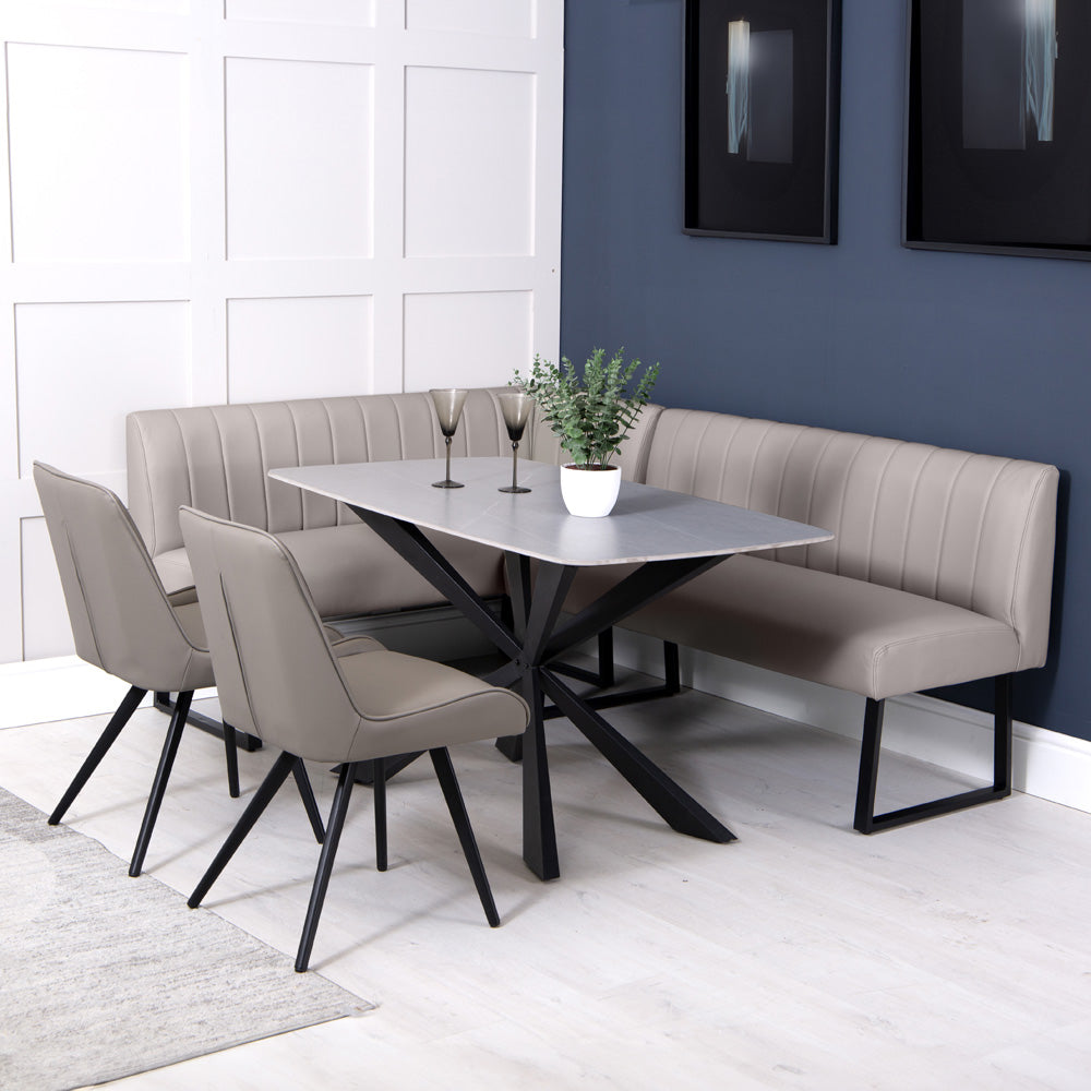 Charlesworth Taupe 142cm Right Hand Modern Industrial Dining Bench