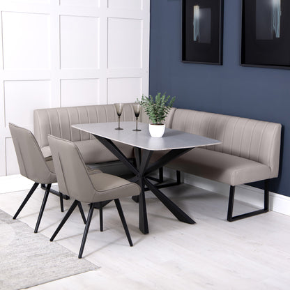 Charlesworth Taupe 142cm Right Hand Modern Industrial Dining Bench