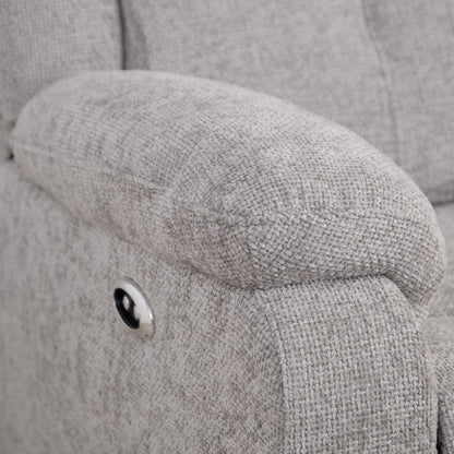 Rome Silver Power Recliner 3 Seater Sofa with Console