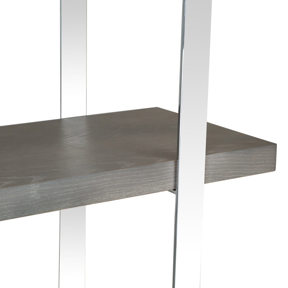 Milan Chrome &amp; Oak Large Bookcase