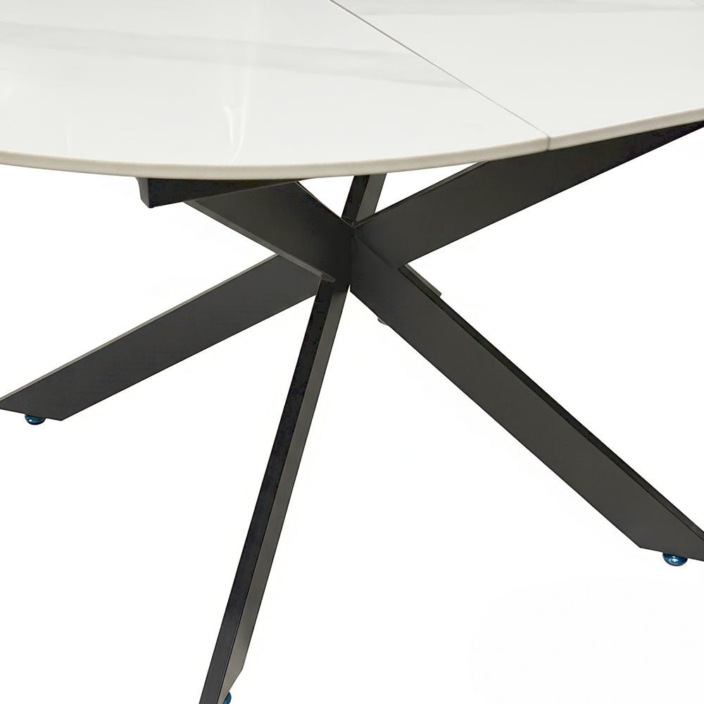 1.1m White Circular Extending Ceramic Table - The Furniture Warehouse
