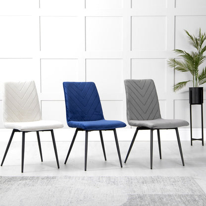 1.2m Concrete Table &amp; 4 x CH66 Blue Chairs - The Furniture Warehouse