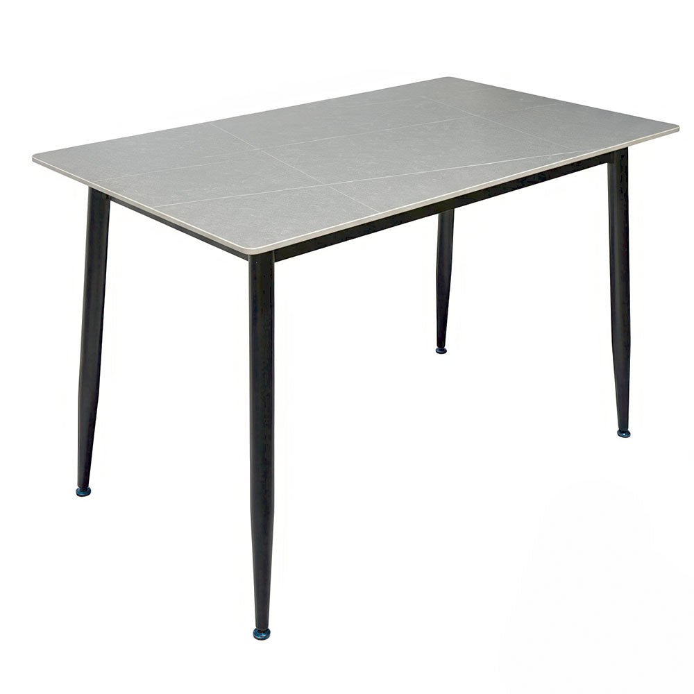 1.2m Grey Ceramic Table &amp; 4 x Grey Luxe Panel Stitch Swivel Chair Set - The Furniture Warehouse