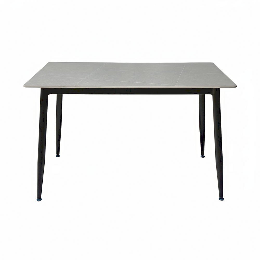 1.2m Grey Ceramic Table &amp; 4 x Grey Luxe Panel Stitch Swivel Chair Set - The Furniture Warehouse