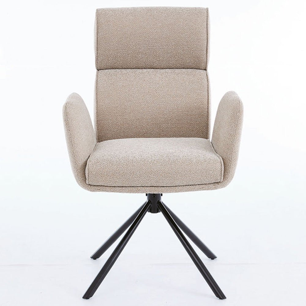 1.2m Grey Circular Ceramic Table &amp; 4 x Biscuit High Back Swivel Chair Set - The Furniture Warehouse