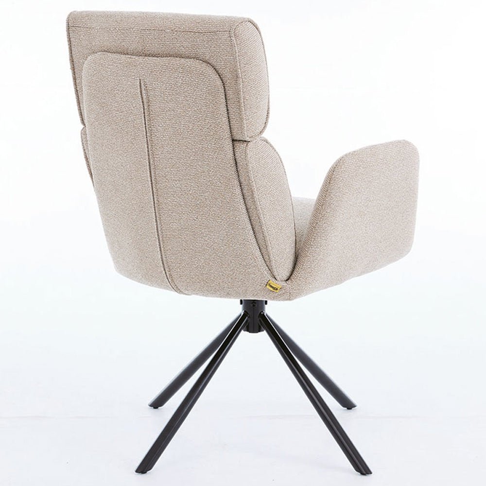 1.2m Grey Circular Ceramic Table &amp; 4 x Biscuit High Back Swivel Chair Set - The Furniture Warehouse