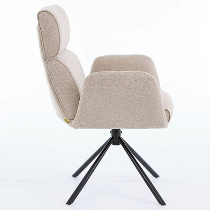 1.2m Grey Circular Ceramic Table &amp; 4 x Biscuit High Back Swivel Chair Set - The Furniture Warehouse