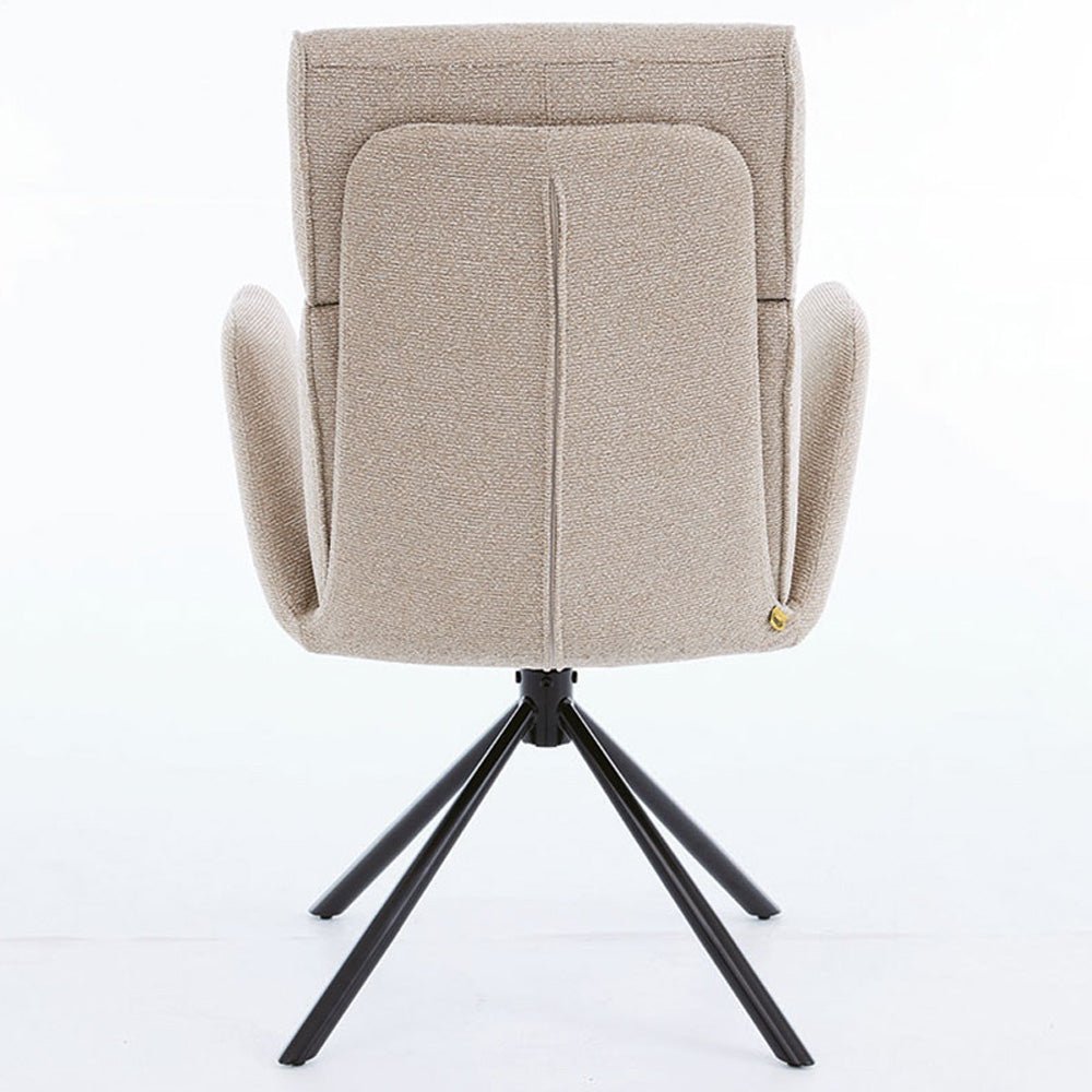 1.2m Grey Circular Ceramic Table &amp; 4 x Biscuit High Back Swivel Chair Set - The Furniture Warehouse