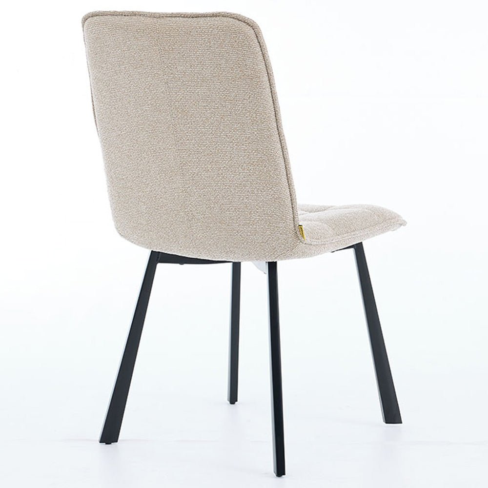 1.2m Grey Circular Ceramic Table &amp; 4 x Biscuit Panel Stitch Chair Set - The Furniture Warehouse