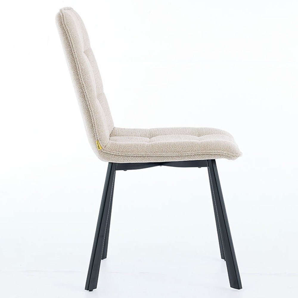1.2m Grey Circular Ceramic Table &amp; 4 x Biscuit Panel Stitch Chair Set - The Furniture Warehouse