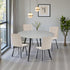 1.2m Grey Circular Ceramic Table & 4 x Biscuit Panel Stitch Chair Set - The Furniture Warehouse