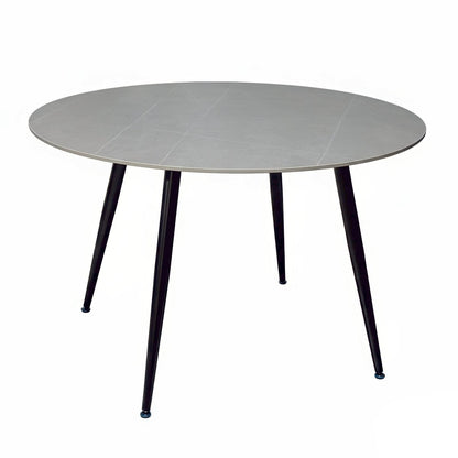 1.2m Grey Circular Ceramic Table &amp; 4 x Forest Green Luxe Panel Stitch Swivel Chair Set - The Furniture Warehouse