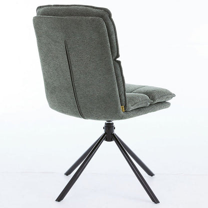 1.2m Grey Circular Ceramic Table &amp; 4 x Forest Green Luxe Panel Stitch Swivel Chair Set - The Furniture Warehouse