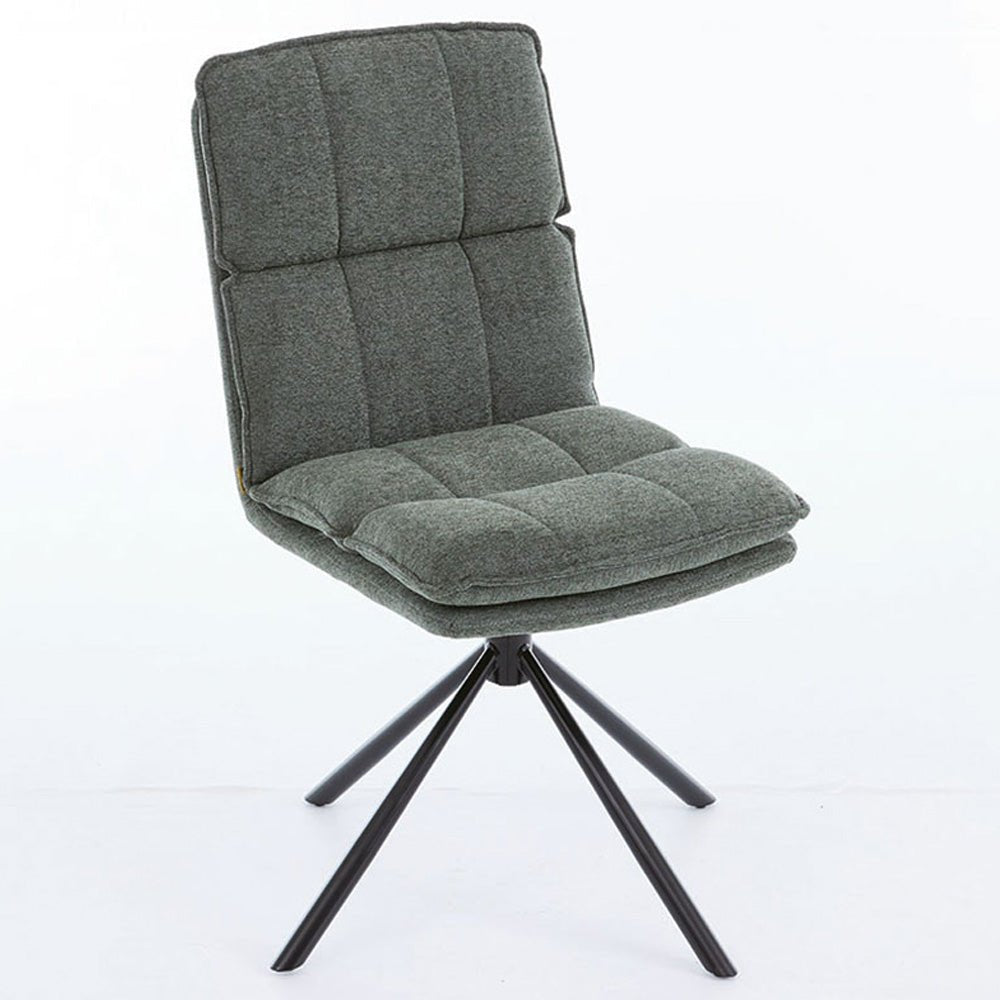 1.2m Grey Circular Ceramic Table &amp; 4 x Forest Green Luxe Panel Stitch Swivel Chair Set - The Furniture Warehouse