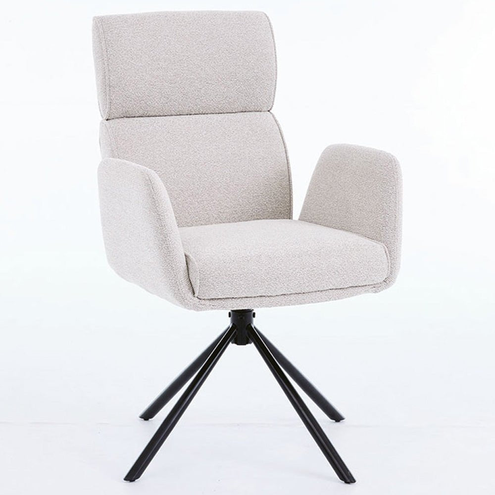 1.2m Grey Circular Ceramic Table &amp; 4 x Grey High Back Swivel Chair Set - The Furniture Warehouse