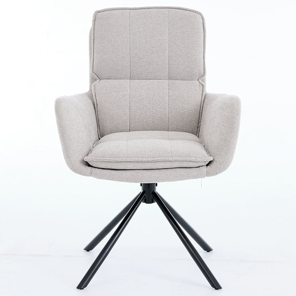 1.2m Grey Circular Ceramic Table &amp; 4 x Grey Luxe Panel Stitch Swivel Chair Set - The Furniture Warehouse