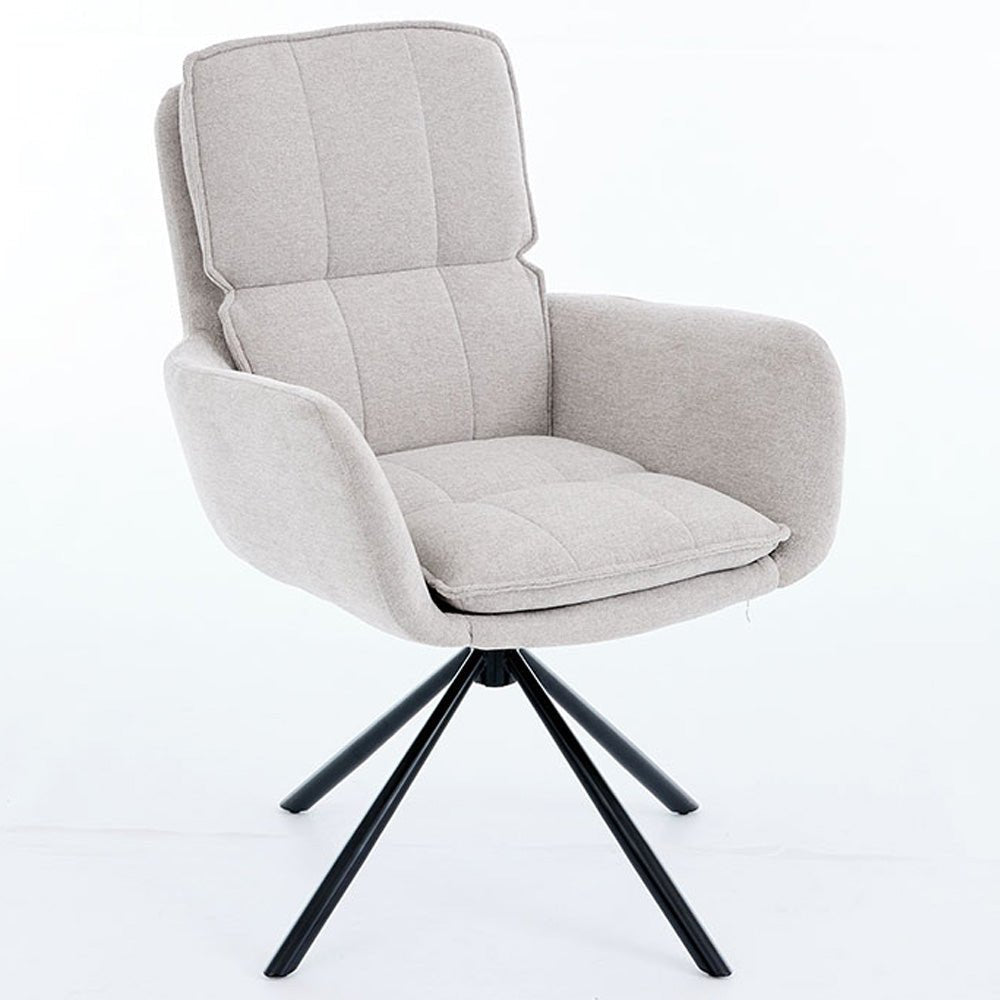 1.2m Grey Circular Ceramic Table &amp; 4 x Grey Luxe Panel Stitch Swivel Chair Set - The Furniture Warehouse