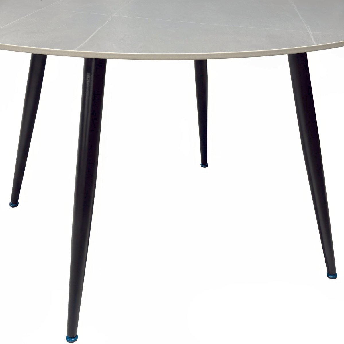 1.2m Grey Circular Ceramic Table &amp; 4 x Grey Panel Stitch Chair Set - The Furniture Warehouse
