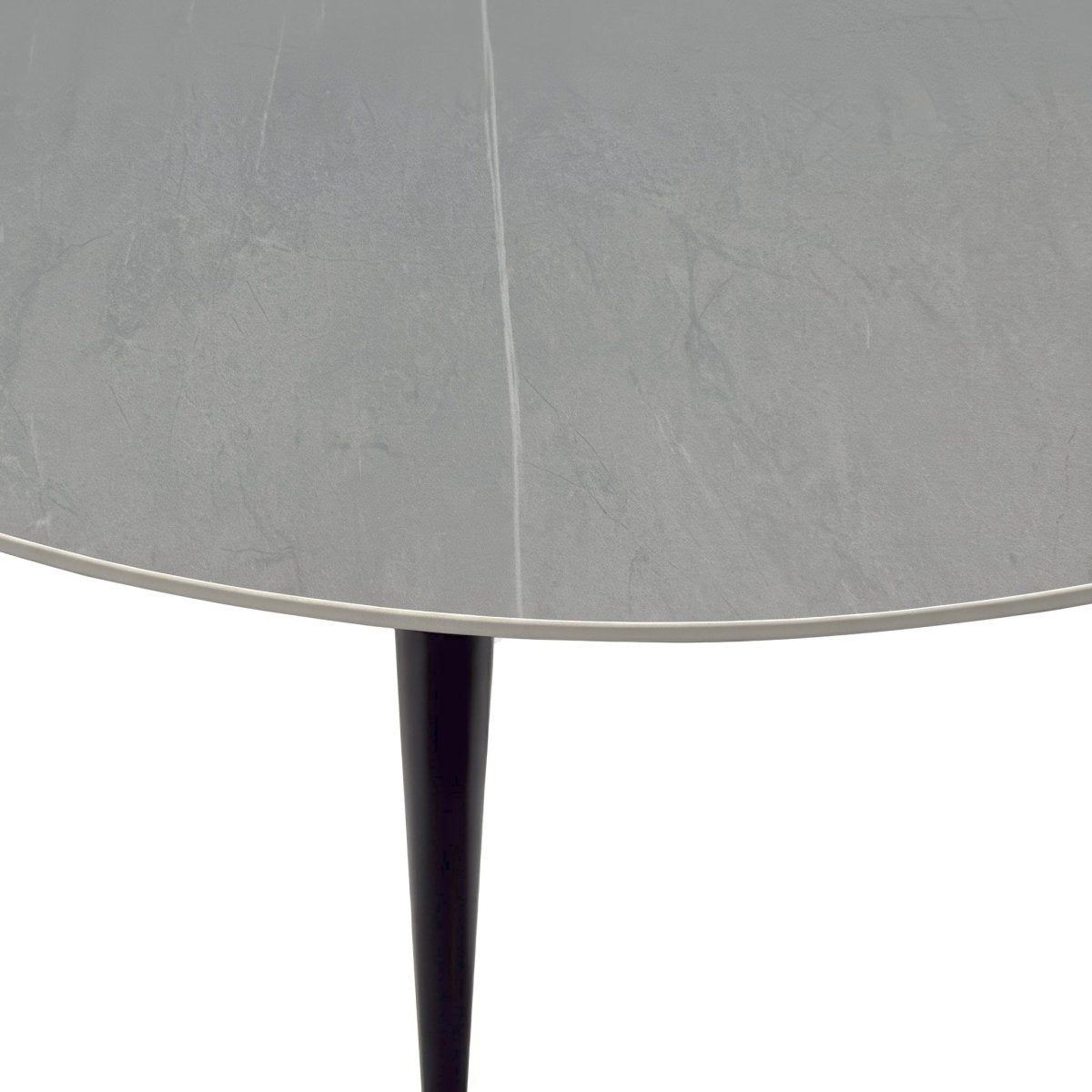 1.2m Grey Circular Ceramic Table &amp; 4 x Grey Panel Stitch Chair Set - The Furniture Warehouse