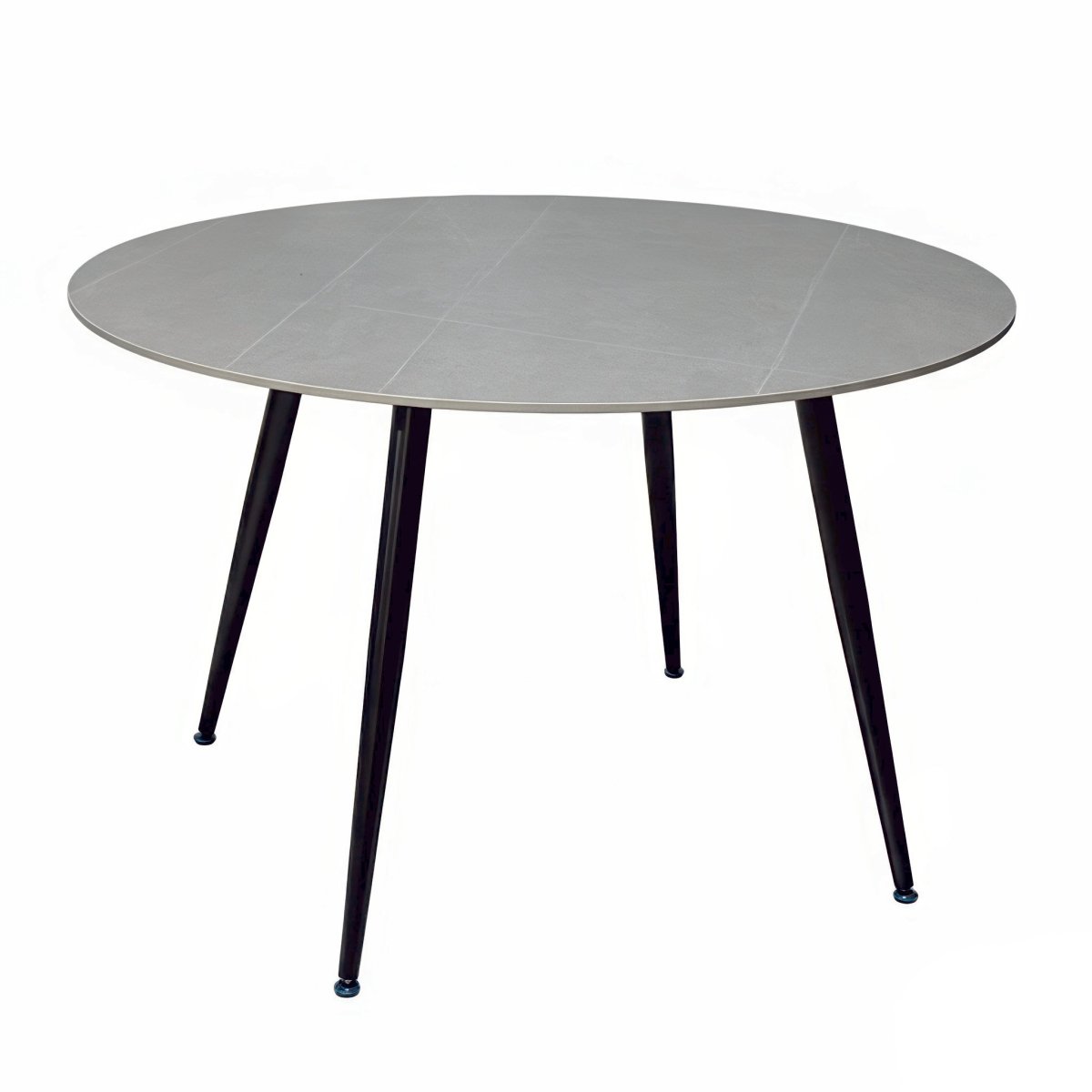 1.2m Grey Circular Ceramic Table &amp; 4 x Grey Panel Stitch Chair Set - The Furniture Warehouse