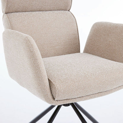 1.2m White Ceramic Table &amp; 4 x Biscuit High Back Swivel Chair Set - The Furniture Warehouse