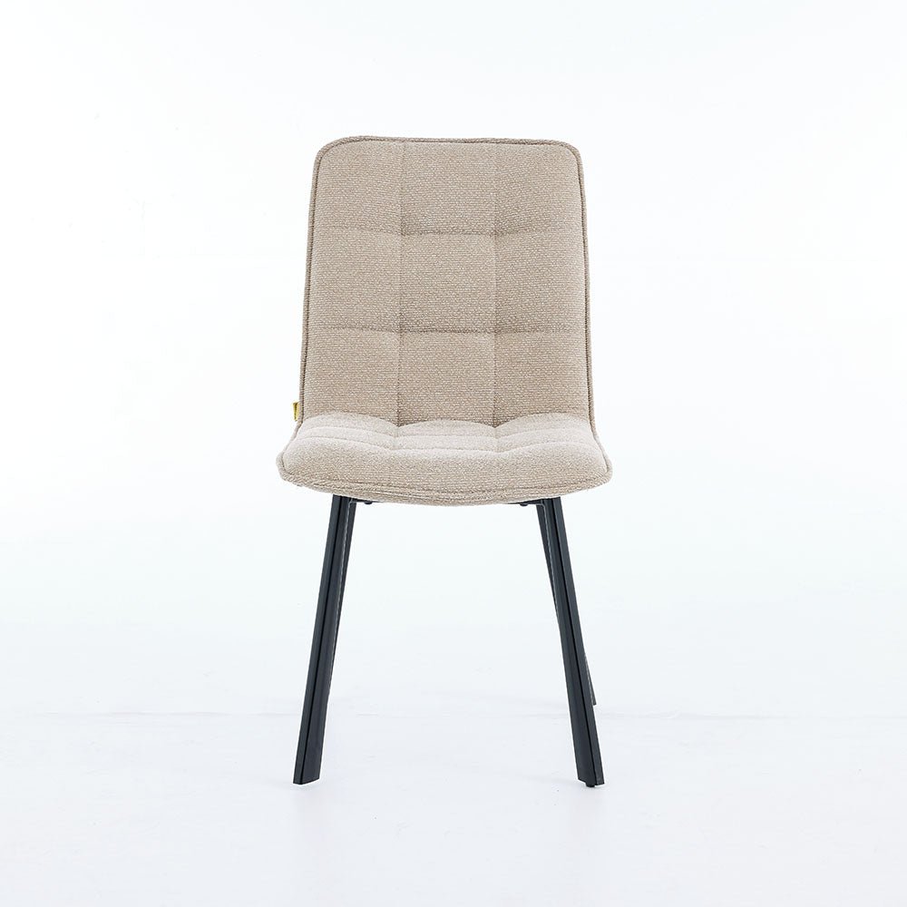 1.2m White Ceramic Table &amp; 4 x Biscuit Panel Stitch Chair Set - The Furniture Warehouse
