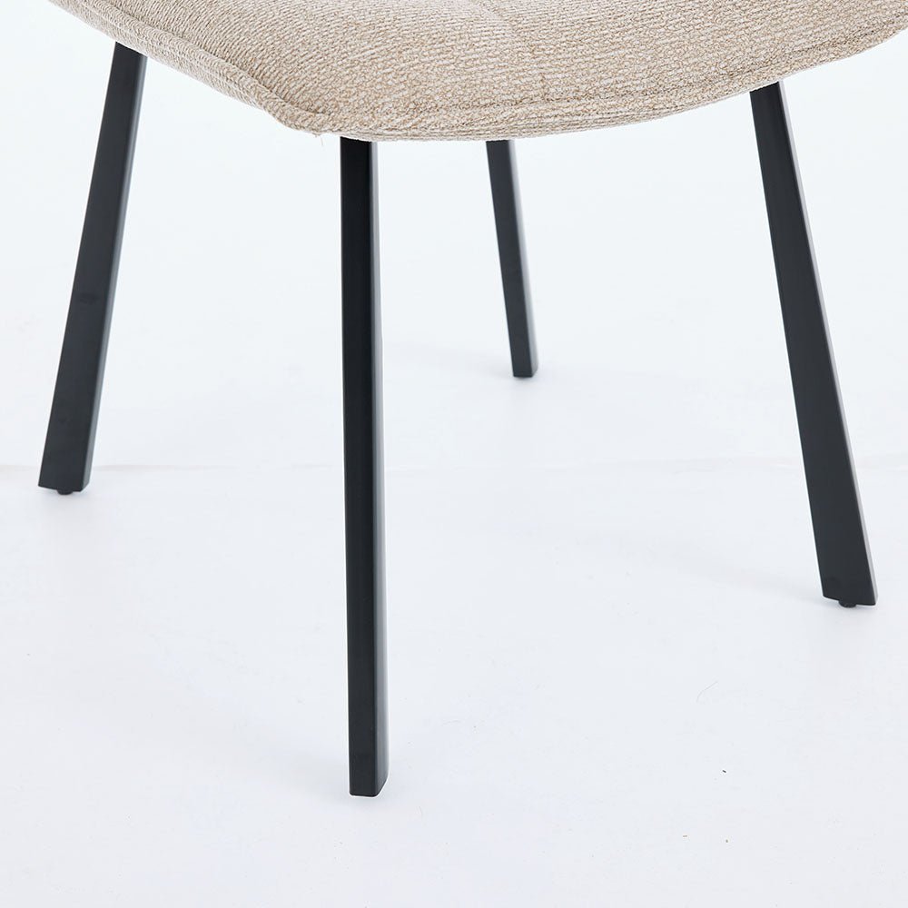 1.2m White Ceramic Table &amp; 4 x Biscuit Panel Stitch Chair Set - The Furniture Warehouse