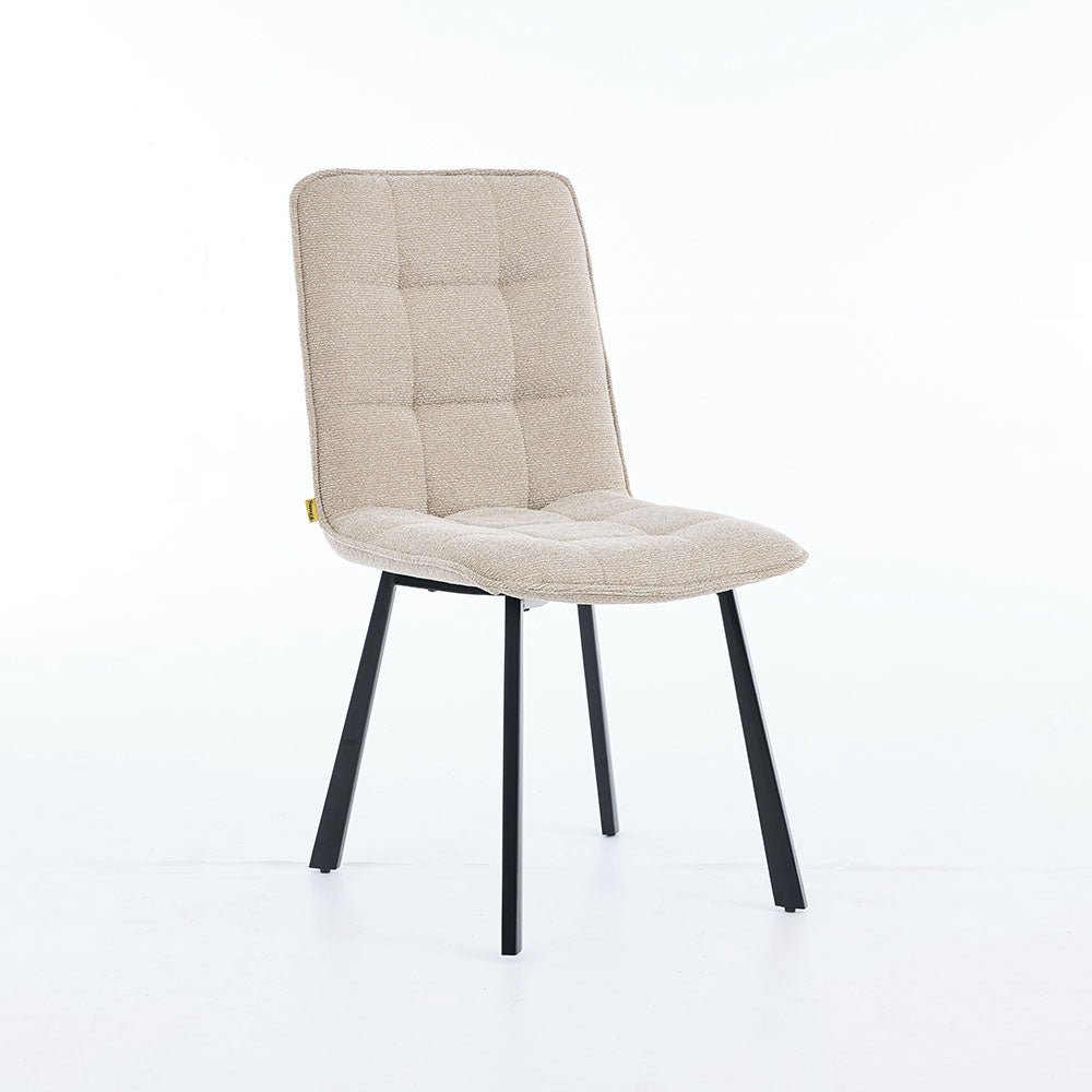 1.2m White Ceramic Table &amp; 4 x Biscuit Panel Stitch Chair Set - The Furniture Warehouse