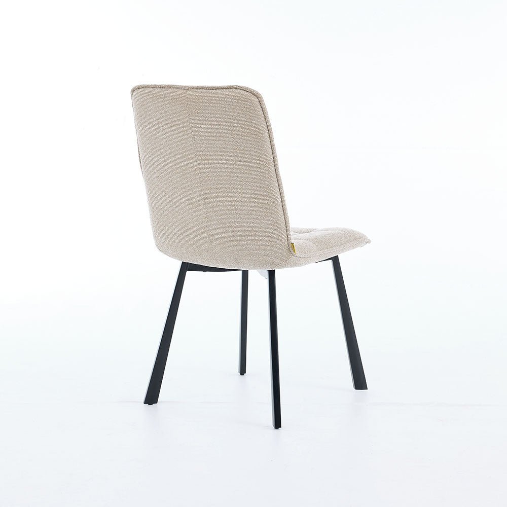 1.2m White Ceramic Table &amp; 4 x Biscuit Panel Stitch Chair Set - The Furniture Warehouse