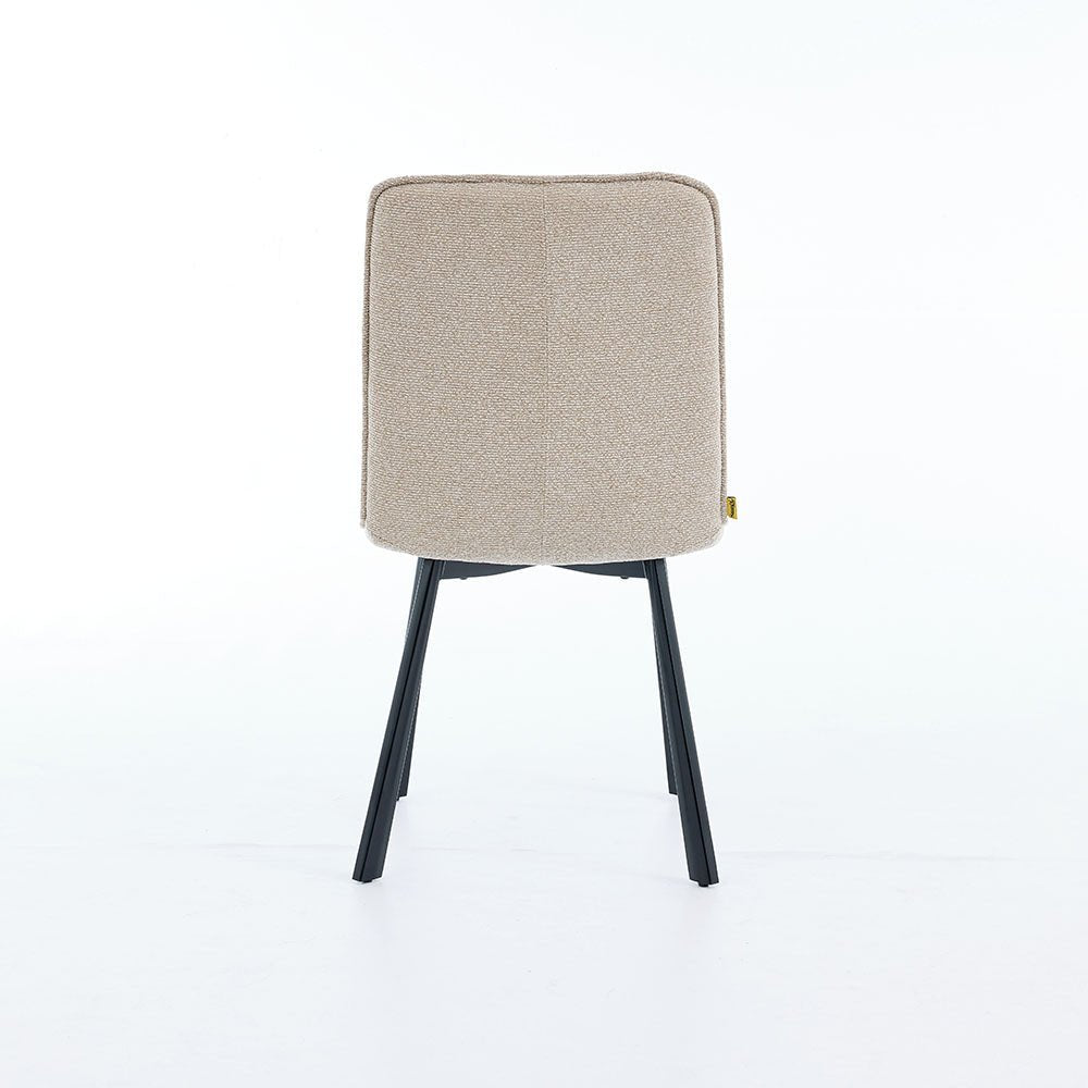 1.2m White Ceramic Table &amp; 4 x Biscuit Panel Stitch Chair Set - The Furniture Warehouse